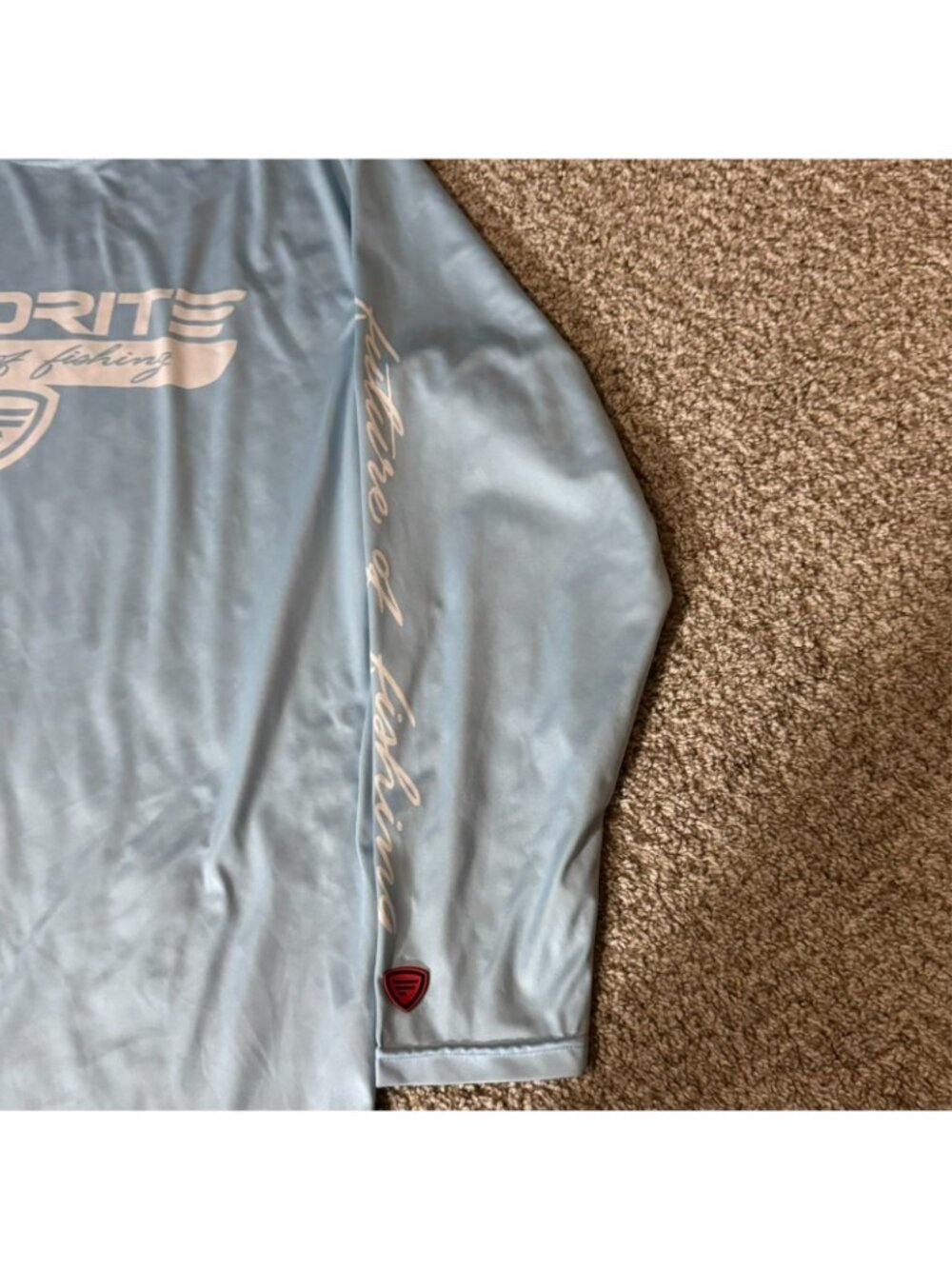 Favorite Fishing Shirt Mens 2XL Light Blue Long Sleeve Crew Neck Logo Outdoor - Picture 3 of 7